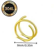 2pcs Minimalist Stainless Steel Double Spiral Hoop Earrings/Nose Rings, Suitable For Women's Daily Wear Body Piercing - 2Pcs - View 4