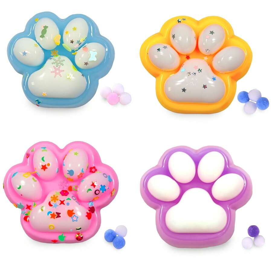 猫爪软萌玩具，手工Taba软萌大猫爪硅胶挤压玩具，毛绒猫爪软萌玩具，舒缓压力，Fufu软萌可爱柔软挤压玩具，挤压解压玩具（随机款式）