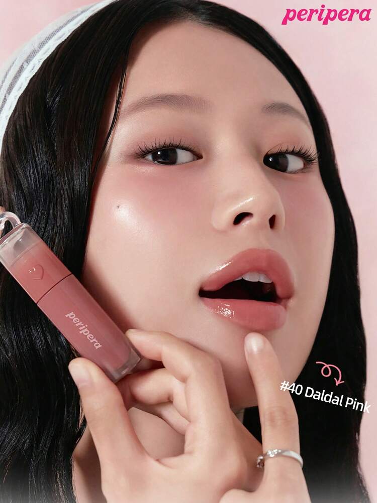 Peripera K-Beauty Ink Mood Glowy Tint，Water Bare Tint，Mirror Watery Lip Gloss，Glass Lip Gloss，丰唇，自然保湿，轻盈，提亮肤色，持久显色，舒适不粘腻，适合戴口罩，不留白膜，K-Beauty，韩国彩妆 - #40 Daldal Pink - 查看 2