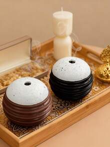 1pc Spherical Resin Handheld Incense Burner, Black, Chocolate, Coffee Color, Minimalist Modern Style, Middle Eastern, Arabic Incense Holder, Home Decor For Bedroom, Living Room, Office, Hotel, Festival - Multicolor - View 10