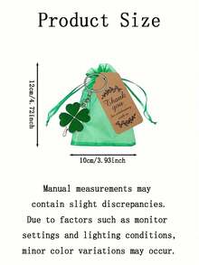 3pcs/Set St. Patrick's Day Lucky Clover Keychain Gift Box Set, Green Themed Party Favors, Set Includes Keychain, Green Drawstring Bag And Kraft Paper Thank You Card, Irish St. Patrick's Day Souvenir, St. Patrick's Day Party Favor Decoration Bag, Lucky Bag, Gift Packaging Bag - Multicolor - View 3