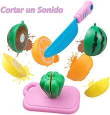 Comida de Juguete, Frutas y Verduras de Juguete para Cortar, 30 Piezas de Juguete de Corte para Niños, Juguetes para Cortar Frutas, Comida para Cocina de Juegos de Niños, con Platos y Cuchillo - 1 - Ver 5