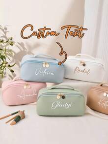 Customized Name Makeup Bag. Personalized Letter Combination Cosmetic Bag. Sanitary Pad Storage Bag. Travel Makeup Bag. Leather Toiletry Bag. Personalized Storage Bag. Bridesmaid Birth Month Bag, Bridal Shower Gift, Bachelorette Party Favor, Bridesmaid Gift Card, Versatile Use, Ideal Gift For Her, Girlfriend, Wife, Boyfriend, Valentine's Day Gift