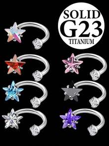 F136 Titanium Alloy Lip Stud, Star Zirconia Horseshoe Cartilage Earring, Ear Piercing Jewelry, Music Festival - #1 - View 1