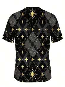 2025 Summer Men's 3D Digital Printed T-Shirt, Strong Men's Casual Round-Neck T-Shirt, Men's Novel Pajamas, Men's Large-Sized T-Shirt, Colorful Pattern Printed T-Shirt, Fashionable Casual Short-Sleeved T-Shirt, A Must-Have For Tall Men In Summer, PLUS SIZE, Plus Size Tshirts For Men, Mens Plus Size T Shirts, Plus Size Mens T Shirt, Casual Outfit, Summer Wear,  Fashion, Bohemian Style, Soft Texture, Durable Stitching, Printed Shirt, Short Sleeve Tee, Big And Tall, - 混合色 - 查看 3