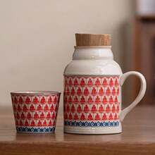 Vintage Ceramic Carafe And Mug Set. Large-Capacity Water Jug With Lid And Handle. Elegant Tea Set For Loose Tea And Cold Drinks. Small Ceramic Teapot. Retro Kung Fu Tea Kettle For Home Or Office. Portable Serving Dish, Small   With Lid. Ceramic Teacup Set. Chinese-Style Bottle With Handle For Home Or Office. - Ngàn Đức Phật - Xem 5
