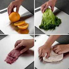 3pcs/1pc Titanium Cutting Board,Titanium Cutting Boards For Kitchen,304 Stainless Steel Cutting Board For Meat Fruit & Vegetable - Silver - View 11
