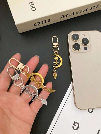 Colgante de metal con diseño de palmera en dos estilos (dorado/plateado), llavero con diseño de coco y hoja, decoración de bolso de metal, accesorio de joyería inspirado en la palmera datilera, colgante y llavero para bolsos, mochila y llaves de coche, decoración de bolso de metal, para vacaciones en la playa, días festivos, uso diario, idea de regalo linda para mujeres, niñas y adolescentes, cumpleaños, San Valentín, Navidad, Año Nuevo