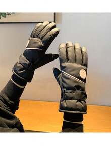 1 Pair Women's Professional Ski Gloves - Thick Fleece Windproof Cold-Proof Outdoor Skiing Warm Gloves, Bicycle Riding Anti-Cold Gloves, Non-Slip Palm, Touchscreen Compatible - Multicolor - View 2