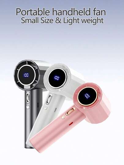 1个男女通用迷你手持USB涡轮风扇，圆润机身，冰凉触感，高容量电池，时尚配色，100档风速可调，静音运行，便携式设计，适用于户外、露营、旅行、海滩、办公室、学校、泳池派对和日常使用，母亲节礼物，卧室装饰，花园，厨房装饰，夏季，海滩，旅行必备，房间装饰，软萌可爱，毕业季礼物