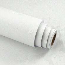 1 Rolle Rosen Muster Tapete, Abziehbare und selbstklebende Seidentapete mit Blumenmuster, abnehmbare selbstklebende geprägte Tapete, geeignet für Schlafzimmer, Badezimmer, Wohnzimmer, Heimdekoration - Weiss - Übersicht 14