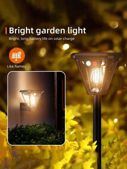 1/2/4 st utomhus soldriven rörelsesensor volframtråd varmljus nattlampa, utomhus trädgård dekorativ vägglampa, multifunktionell avtagbar solcellslampa gräsmatta, vägglampa och marklampa, utrustad med högeffektiv solpanel för utomhus nödcampingbelysning, lämplig för trädgård, gångväg, uppfart, svart / markmodell (ingen kabeldragning / enkel installation), jul, halloween dekoration belysning, alla hjärtans dag, mors dag, eid al-adha festivalbelysning, heminredningslampa