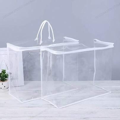 Home+ 大容量透明PVC收纳袋，带加固提手 - 高强度乙烯基材料，密封收纳，适用于收纳羽绒被/棉被/毯子/防尘整理/透明易找，适合房主/家庭/租房者/大学生/收纳爱好者