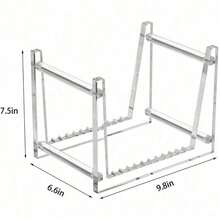 25-gniazdowy akrylowy przezroczysty stojak na płyty winylowe, stojak na biurko do przechowywania albumów - Biały - Zobacz 3