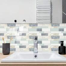 10 peças/30 peças Adesivos Decorativos Autoadesivos para Cozinha (Estes são adesivos decorativos, não azulejos reais), Adesivos de Parede com Padrão de Tijolo Irregular Plano 2D de Cores Mistas, Papel de Parede, Adesivos de Azulejos, Adesivos de Decoração de Parede, Adesivos de Decoração de Azulejos, Adequados para Decoração de Casa, Decoração de Cozinha, Decoração de Sala de Estar, Decoração de Banheiro, Decoração de Quarto, Decoração de Quarto, Etc. - Multicolorido - Visão 5