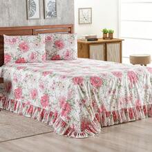 Laila 400 Thread Count Printed Bedspread With Ruffle - Single, Double, Queen Size 3 Pieces - Print 02 - View 1