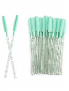 50pcs/Bag Crystal Silicone Eyelash Brush Lash Makeup Brushes Eyebrow Comb Eyelashes Extension Spoolie Microbrush Cosmetics Tool - Multicolor - View 10