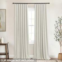 Linen Blackout Curtains Cream Black Out Curtain 84 Inch Long,Thermal Curtains For Winter Insulated,Modern Farmhouse Boho Chic Decor Neutral Cottage Core Darkening Curtains For Bedroom Living Room - 淺藍色 - 查看 6