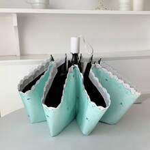 精致花卉蕾丝8根伞骨加固耐用旅行防晒折叠伞，春夏精选，伴娘礼物，房间/卧室装饰，海滩，旅行，男女皆宜，度假必备 - 彩色 - 查看 7