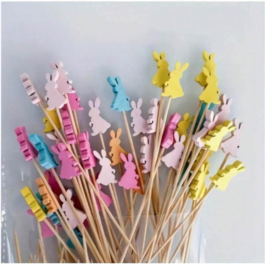Colorful Rabbit Bamboo Skewers, Exclusive Easter Fruit Skewers For Bar, Restaurant, Party Decoration