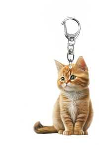 可爱猫咪动物钥匙扣，卡通风格扁平亚克力吊坠，装饰佳品，完美适用于汽车、背包、家居，是送给爱猫人士的理想礼物。