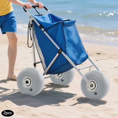 ZHFEISY 2Pcs 55kg/121lbs Balloon Beach Sand Tire Beach Cart Tires Beach Balloon Wheel