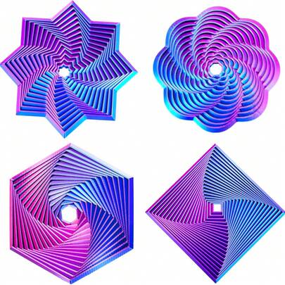 4pcs 3D Fractal Spiral Hexagon Rotating Star Toys, Colorful Rotating Spiral Design, Stress Relief Desktop Polygon Office Home Party Game Supplies