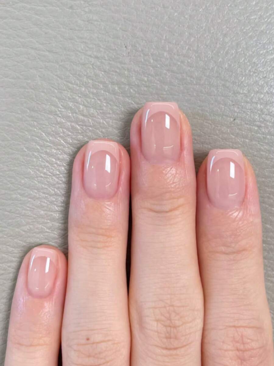 24pcs French Pink Nails Press On Simple Press On Nails Short False Nails Square Shape Fake Nails Manicure Set Includes 1sheet Adhesive Tabs & 1pc Mini File Perfect For Everyday Wvear - Multicolor - View 1