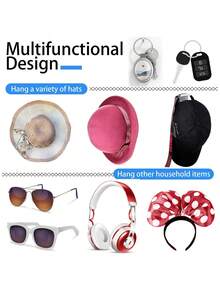 New Baseball Cap Hook, Seamless Cap Hook, Simple Storage, Hat Hooks, Modern Minimalist Wall Hanging Hat Hook, Minimalist Headphone Necklace Storage Hook, Perfect For Home Storage. - Black - View 5