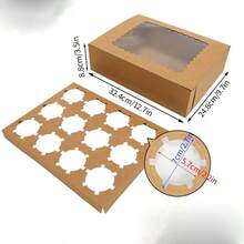 6/12个装白色纸板透明窗口纸杯蛋糕盒，适用于甜点、糕点、饼干包装，白色甜品盒，派盒，蛋糕盒，也适用于甜甜圈、巧克力、草莓等生日派对食品 - 彩色 - 查看 5