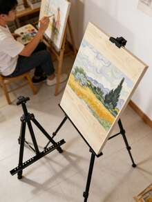 1pc Black Folding Metal Iron Art Easel, Iron Crafts Display Stand, Triangular Easel Painting Board Holder - Black - View 3