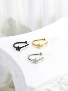 1/3/5 pièces Faux anneau de nez style punk plaqué or 18 carats, clip de nez en acier inoxydable anneau de septum pour adolescents - Multicolore - Voir 10