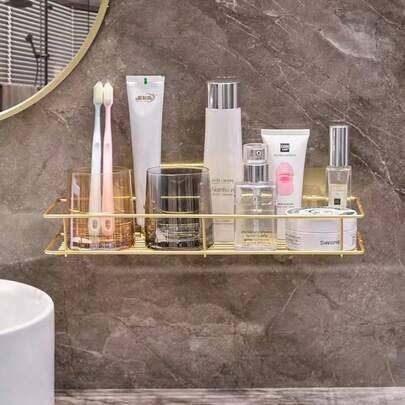Wall Mounted Bathroom Shelf, Luxury No-Drill Vanity Organizer, Bathroom Storage Rack, Wall Hanging Bathroom Shelf
