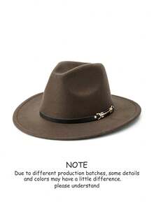 1pc Unisex Autumn/Winter Wide Brim Wool Felt Hat, Elegant Leather Belt Decor Personalized Casual Fashion Cowboy Hat, Suitable For Party, Gathering, Western Themed Events, Daily Wear - MZ1148 - View 5