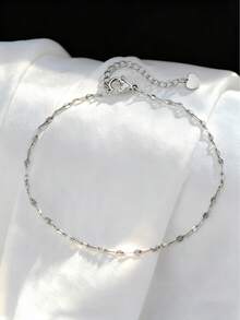 1pc Minimalist Solid Color Anklet, Stainless Steel Material, Romantic Valentine's Day Accessory - Heart-shaped Anklet - View 2