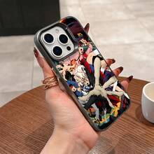 Funda trasera mate a prueba de golpes con temática de anime para iPhone 16, 15, 14, 13, 12, 11 Pro Max, X, XR, XS Max, 8, 7 Plus - Diseño duradero y elegante - Colores mezclados - Ver 5