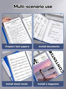 Pochettes transparentes A4, dossiers de bureau et scolaires, protecteurs de documents multicouches transparents, sacs de classement de certificats et documents pour étudiants, dossiers avec poches transparentes, sacs de rangement de matériel d'apprentissage et de copies d'examen, fournitures de rentrée scolaire - Bleu azur - Voir 6