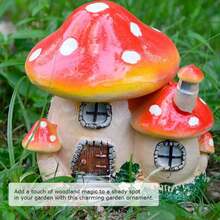 Fdit Planta de macetas en Miniatura Casa de muñecas de Hadas Resina Seta Casa Adorno de jardín Decoración - 1 - Ver 4