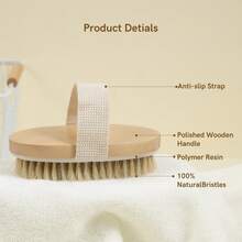 Dry Brushing Body Brush For Lymphatic Drainage- Soft Bristles - Reduces Cellulites, Removes Dry Skin And Improves Blood Circulation, Body Exfoliator Scrubber For Glowing Skin, Sauna Accessories - Beige - View 3