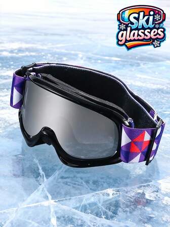 Nya vadderade bekväma skidglasögon för tonåringar, ett stycke stor båge belagda professionella skidglasögon, vindtäta anti-imma glasögonbåge med färgglatt blommigt modepannband, vinterskidåkning enkel/dubbelbräda utomhussport snöglasögon