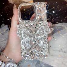 Luxury Bling Rhinestone Big Bow 17promax 14 15plus Phone Case Protective Cover Compatible With Iphone 11 12 Galaxy S25 24 23 22 21 A13 15 17 21S MOTO HW XM - Clear - View 9