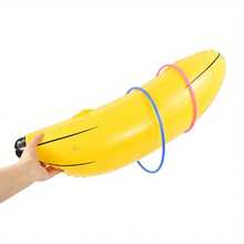 5pcs/Set Inflatable Banana Ring Toss Game, Includes 1 Inflatable Banana And 4 Plastic Rings. 3 Inflatable Bananas Perfect For Bachelor Parties, Bridal Showers, Engagement Celebrations, And Summer Pool Fun. - Multicolor - View 1