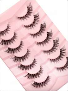 7 Pairs Natural Criss-Cross Minimalist Transparent False Eyelashes, Suitable For Parties And Holidays - Black - View 1
