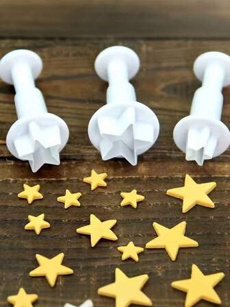 Zestaw 3/6 foremek do ciastek w kształcie gwiazdek – trwałe plastikowe foremki do ciastek do kreatywnego pieczenia, niezbędne w kuchni i jadalni, do domu, do pieczenia