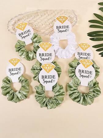 7pcs Satin Elastic Damage-Free Diamond Card Hair Scrunchies, Party Gift, Wedding Gift, Bridesmaid Gift, Women Hair Ties ,Scrunchy Hair Ties