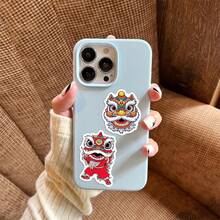 50张卡通舞狮涂鸦贴纸，中国传统文化元素贴纸，新年装饰贴纸，DIY装饰手机壳、笔记本电脑、吉他 - 彩色 - 查看 7