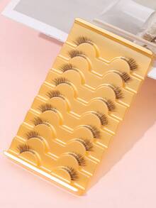 9 Pairs Of Natural Half Eye False Eyelashes, 3-5-9mm Mixed Length, Natural Cat Eye Eyelashes Makeup Tools Extended Fluffy Imitation Mink Eyelashes Transparent Strip Natural Long Cat Eye Eyelashes 3D Fluffy False Eyelashes Mini Cute Super Short Half Eyelashes, Suitable For Role Playing, European And American Style Extended False Eyelashes - Black - View 3