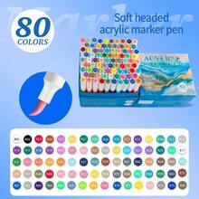 1 set de marqueurs de peinture acrylique, 12/48/80/120 couleurs de marqueurs de peinture acrylique, marqueurs acryliques, feutres acryliques, coloriage au feutre, marqueurs à alcool, fournitures d'art, fournitures scolaires pour étudiants, stylos surligneurs convenant aux surfaces en bois, canevas, pierre, verre, céramique, marqueurs de coloriage, cadeau pour artistes - Multicolore - Voir 15