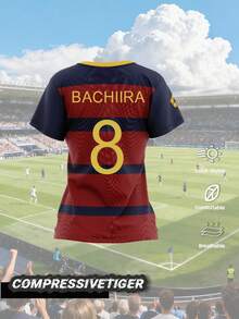 定制款 BLUE LOCK Bachira #8 足球球衣：可完全定制您的姓名、号码和球队信息 - 醒目的红蓝条纹设计，灵感源自足球、排球、篮球和休闲服饰，也是万圣节、感恩节、圣诞节和新年夏季的理想礼物。 - 紅色 - 查看 2