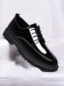 Men's Formal Loafers, Glossy Fashion Business Leather Shoes, Suitable For Formal Occasions - Black - View 6